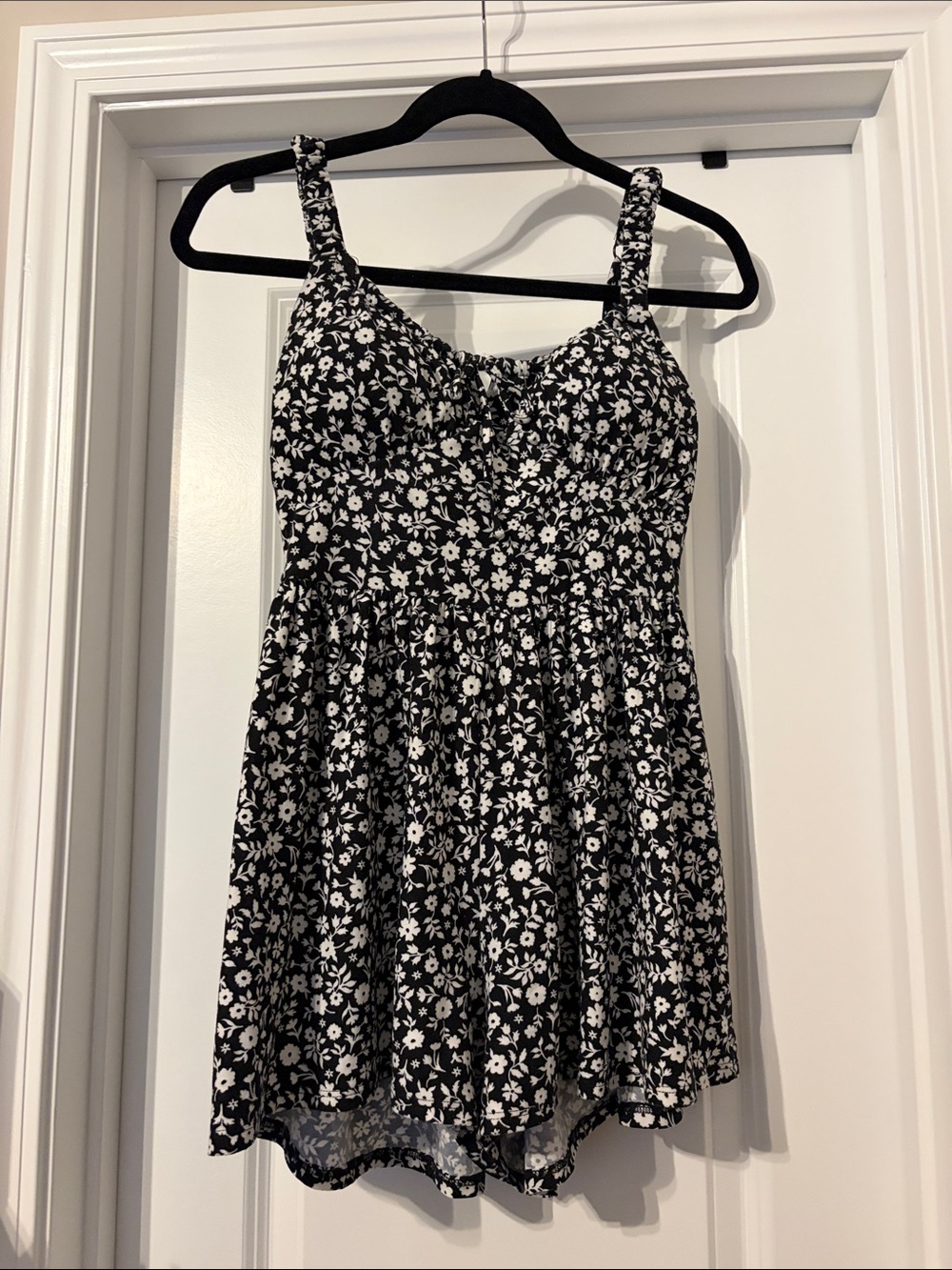 Derek Heart Black & White Floral Romper